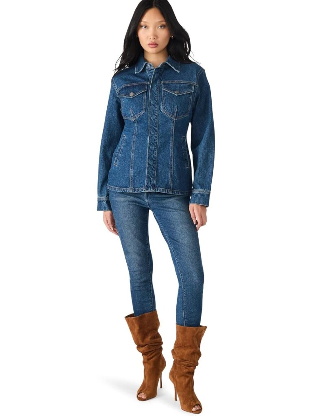 Steve Madden Women's Blue Long Sleeve Collar Neck Imported Cotton Parc Jackets - Picture 2 of 4